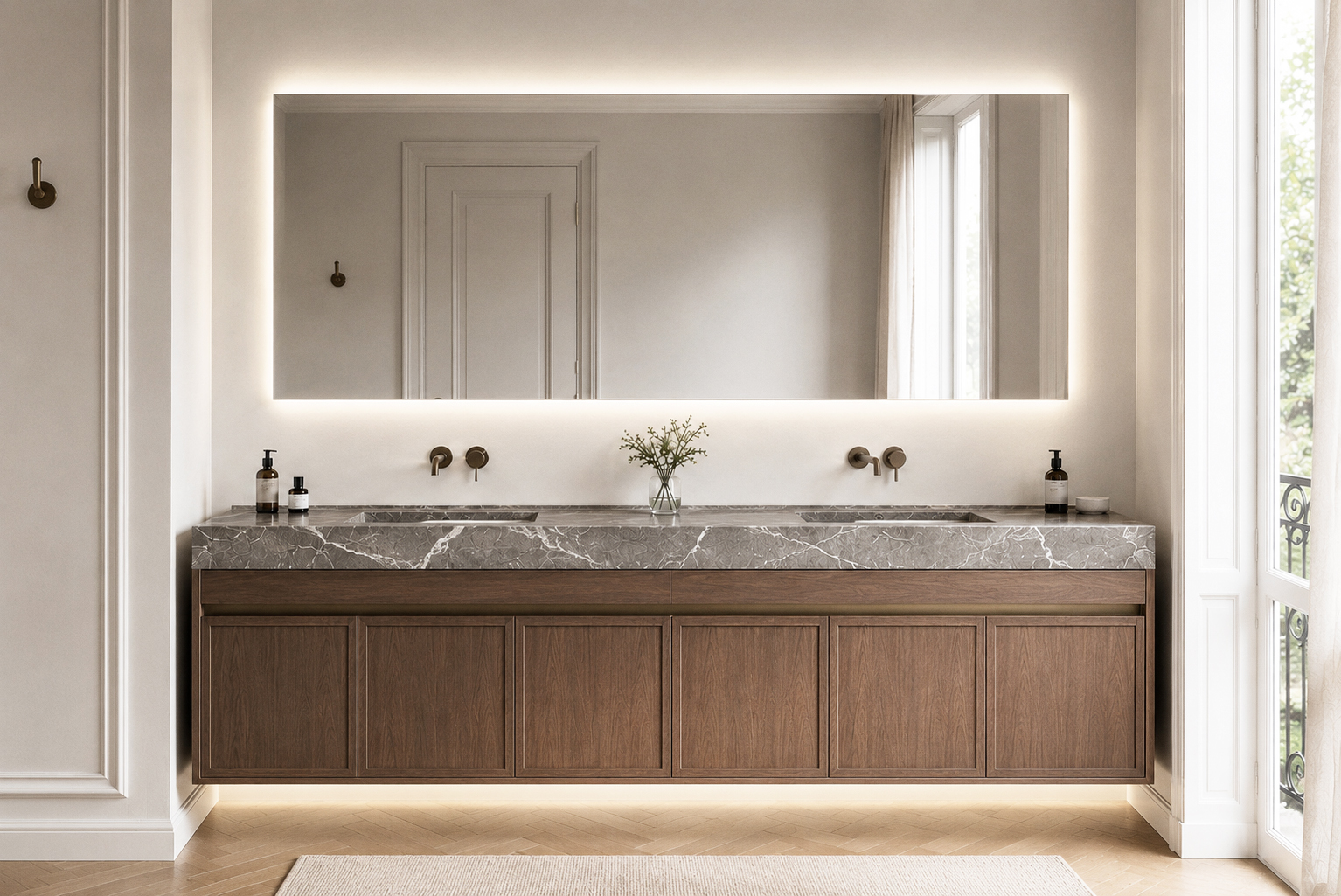 Versilia bathroom — mini shaker precision in Corian