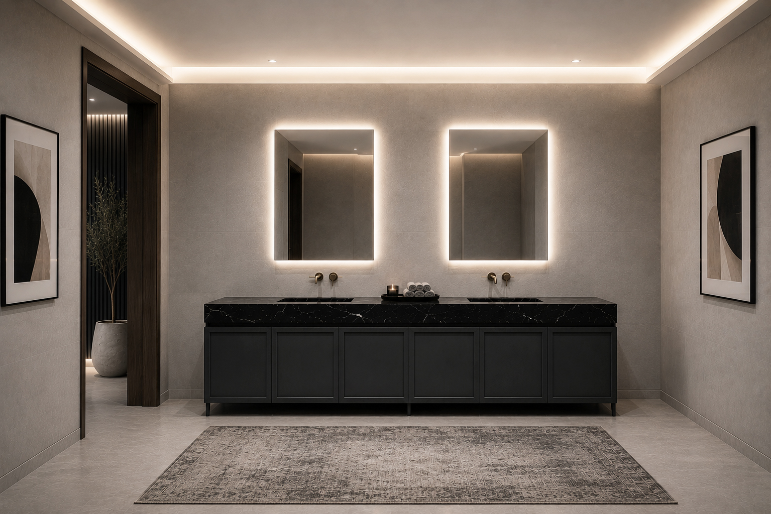 Versilia bathroom vanity in Corian with mini shaker precision