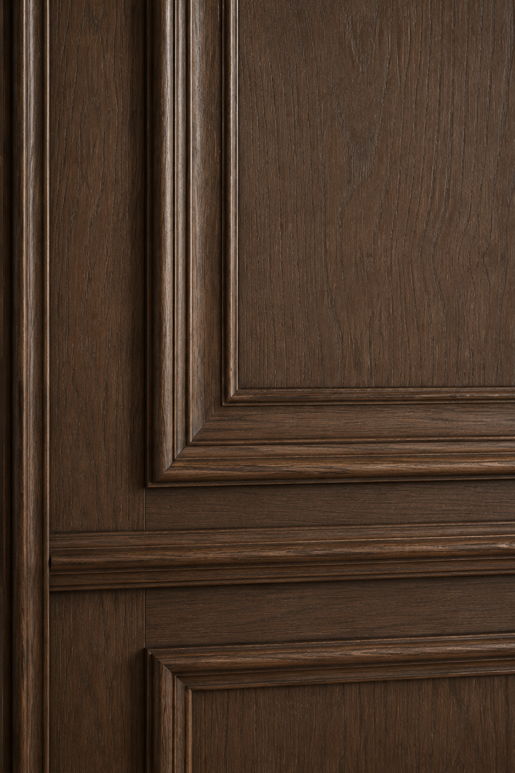 Boiserie walk-in closet with concealed pocket doors
